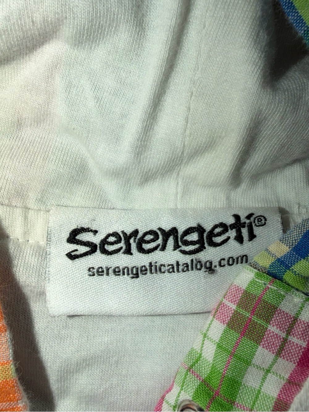 Serengeti Patchwork Madras Plaid Hooded Jacket Multicolor Cotton XL 2X Boho - Picture 4 of 10